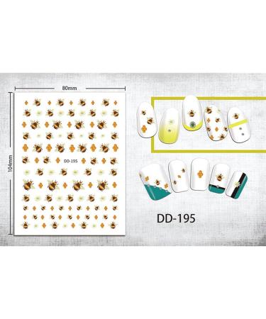 2Pcs Bees Cartoon 3D Nail Decals - Small Fresh Yellow Flower Bee Nail Stickers for Summer Nail Art - Manicure Accessories for Acrylic Nails - Buy Online on GoSupps.com