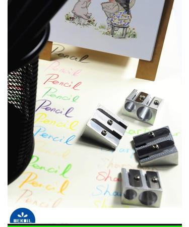 Wekoil Pencil Sharpeners Manual Twin Metal Dual Sharpening Blade Double Holes Rectangular Pencil Sharpener for Colored Graphite Pencils Crayons Jumbo Pack of 4 Silver P-B - Buy Online on GoSupps.com