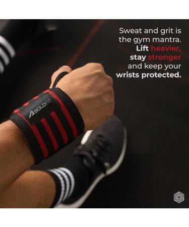 Boldfit Adjustable Wrist Brace - Breathable Velcro Weight Lifting Wraps for Crossfit & Gym - Universal Size Red & Black for Men & Women - Buy Online on GoSupps.com