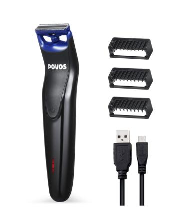 POVOS One-Blade Beard Trimmer Bidirectional Electric Face&Body Hair Removal Shaver Waterproof Stubble Detail Groomer Kit 4 Piece Set