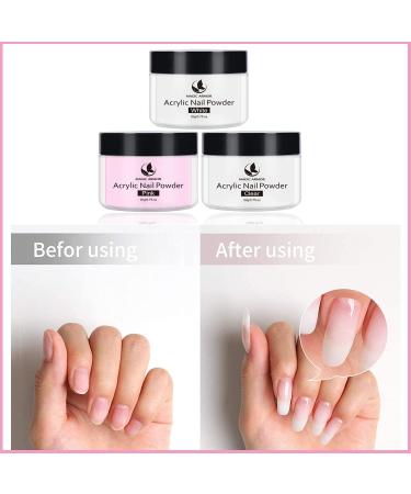 Magic Armor 3PCs Acrylic Powder Set - Clear Rosa White 20g | Slow Curing Professional Acrylic Powder for 3D French Nail Manicure & DIY Extensions | NADARYLYL 60g - Buy Online on GoSupps.com