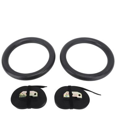 XHTLLO Black Non-Slip Adjustable ABS Fitness Rings Polyester Band Pull Up Exercise Rings For Gymnastics Training