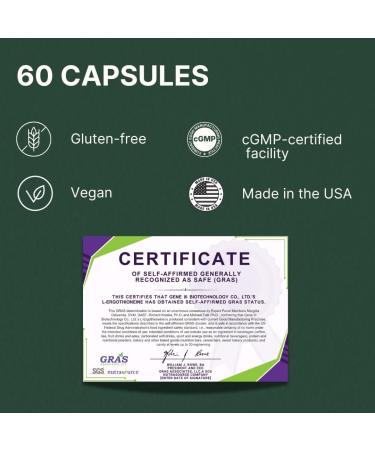 L-Ergothioneine Supplement, 30mg(EGT)/Serving, 6X Ergothioneine Mushroom Extract Supplements Longevity, Immune Support, Heart Health & Brain Supplement, Lab Tested, Made in USA, 60 Servings L-Ergothioneine 60 Count (Pack of  - Buy Online on GoSupps.com