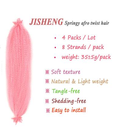 Pink Pre-Stretched Springy Afro Twist Hair 16 inch - 4 Packs for Passion Twist, Butterfly Locs & Bohemian Braids - Synthetic Braiding Hair Extension for Black Women - Buy Online on GoSupps.com