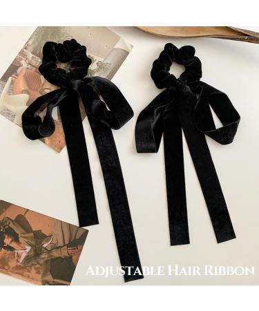 Lilbitty 2 Pieces Velvet Hair Bows for Women Girls Black Velvet Bow Hair Band Hair Clip Hair Bows Hair Clip Ponytail Holder - Buy Online on GoSupps.com