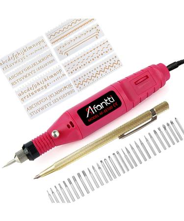 Afantti Micro Corded Electric Engraver Pen Tool Mini DIY Engraving Machine Kit for Metal Glass Ceramic Plastic Jewelry with | Scriber | 30 Bits | 8 Stencils |