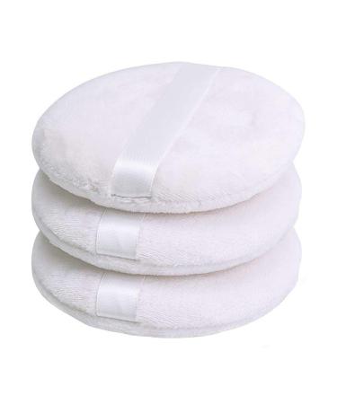 Topwon 4 Inch Powder Puff Washable Large Body Powder Puff Soft & Furry - 3Pcs 3 Pack