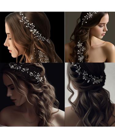 Yafanqi Wedding Hair Vine - Crystal & Pearl Bridal Headband for Women - 39.3in Silver Hair Accessories - Buy Online on GoSupps.com