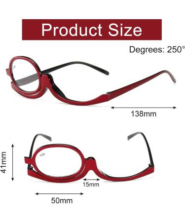 Foldable Makeup Reading Glasses for Women - +2.5 Red Presbyopia Visual Aid - Buy Online on GoSupps.com