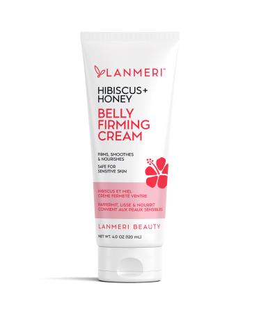 Lanmeri Hibiscus and Honey B Flat Belly Firming Cream - Skin Tightening Cream for Cellulite - Skin Moisturizing Firming Lotion for Belly  Arms  Inner Thighs and Butt  4 Fl Oz