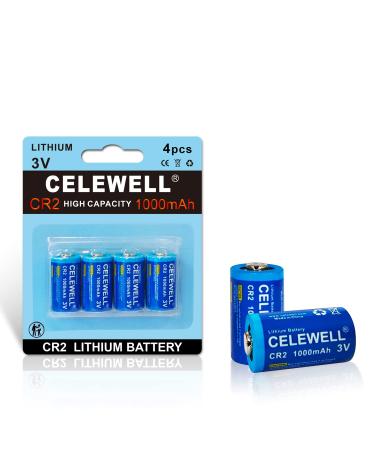 10-Year Warranty CELEWELL 4Pcs CR2 3V 1000mAh Lithium Battery CR2-4-1