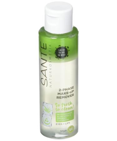 Sant Natural Cosmetics 2-Phase Make-Up Remover - Gentle Soothing & Vegan with Organic Cucumber Extract | Removes Waterproof Eye & Lip Make-Up (110ml) - Buy Online on GoSupps.com