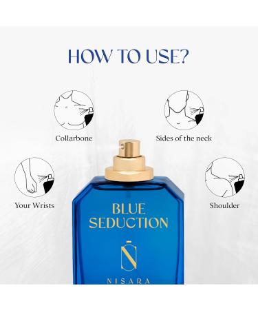 Nis'ara Blue Seduction Perfume for Men 100 ml Long Lasting Eau De Parfum Aqua-Fresh Aromatic Fougre Woody Fragrance With Amber & Vetiver Notes - Buy Online on GoSupps.com