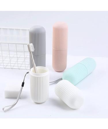 Digjobk Portable Toothbrush Mug with Lid - White Bathroom Storage Cup for Toothbrushes & Toothpaste | Outdoor Washing Cup & Accessories - Buy Online on GoSupps.com