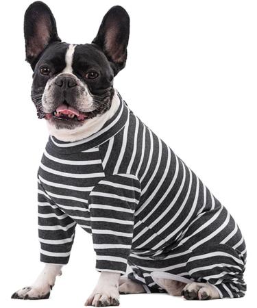 Ruiqas Dog Surgery Suit for Male & Female - Prevents Licking Breathable Striped Pet Body | Dark Gray L - Buy Online on GoSupps.com