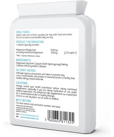 Magnesium Bisglycinate 500mg - 90 Capsules for Better Sleep & Nerve Support - Vegan & UK Made - Buy Online on GoSupps.com