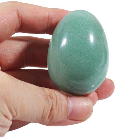 Ladeukoi Stone Egg Figurines - Polished Green Aventurine Healing Crystal Easter Eggs with Wooden Stand | 45mm Tall | International Shipping Available - Buy Online on GoSupps.com