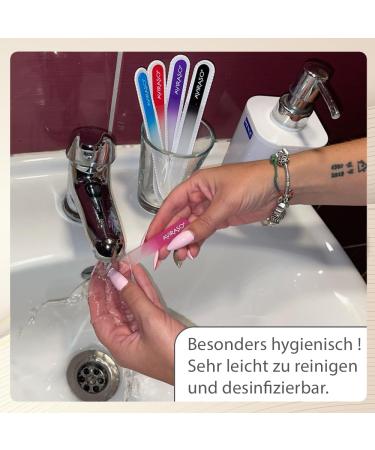 AVIRASO Original Premium Bohemia Crystal Glass Nail File on Both Sides with Protective Cover for All Nails - 14 cm - Manicure - Gentle Precision Files - Glass File Smooths and Protects Nails (Purple) - Buy Online on GoSupps.com