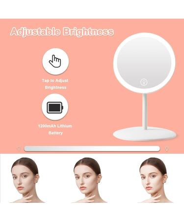 Portable Folding Lighted Makeup Mirror with Dimmable LED Lights - Rechargeable & Adjustable Stand - Compact Round Vanity Mirror for Women - Buy Online on GoSupps.com