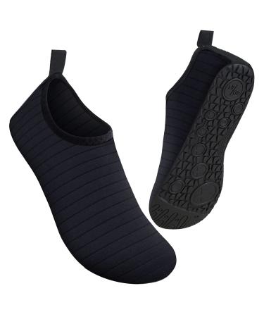 Metog Men Women Water Shoes Quick-Dry Aqua Socks Barefoot Slip-on for Sport Beach Swim Surf Yoga Exercise 7.5-8.5 Women/6.5-7.5 Men Lit-stripe Black