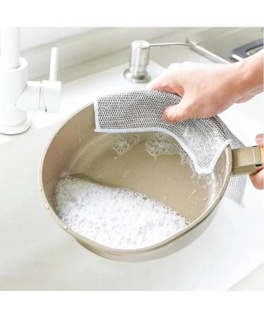 Graceful Double Stainless Steel Scrubber Ancienflow Scrubber Double Sided Silver Wire Dishcloth Reusable Multi-Purpose Metal Wire Dishwashing Cloth Kitchen Cleaning Washer 5pcs - Buy Online on GoSupps.com
