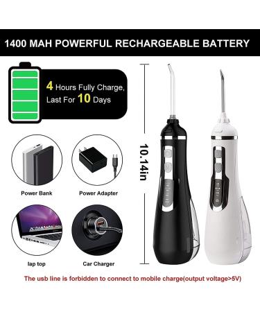 GeRRiT Portable Water Flosser - Rechargeable Oral Irrigator with 3 Modes 4 Jet Tips Waterproof Teeth Cleaner for Home & Travel - 200ml Detachable Reservoir - Available in White & Black - Buy Online on GoSupps.com