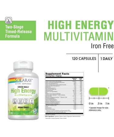 Solaray Once Daily High Energy Multi-Vita-Min - Iron Free, 120 Capsules - Buy Online on GoSupps.com