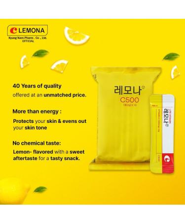 Kyung Nam Pharm LEMONA Official with Vitamin C 500mg, 190 Sticks, Vitamin B6 & B2, Easy to Take for Daily Energy Boost and Immune Support Korean Food, Lemon Flavored - 190 Sticks - Buy Online on GoSupps.com