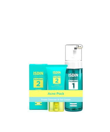 ISDIN Acniben Pack Purifying Cleanser Foam & Gel Cream Control of Shines and Pimples daily facial care for oily or acneprone skin set of 2