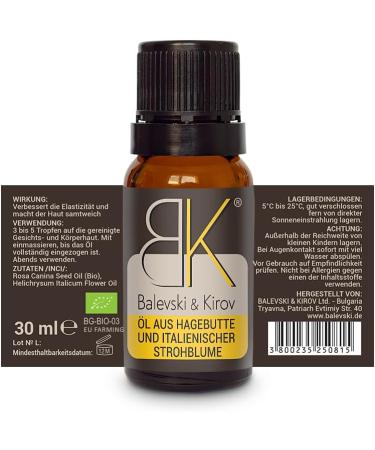 Organic Rosehip Oil with Immortelle Essential Oil for Face Body Nail and Hair Care 30 ml - Buy Online on GoSupps.com