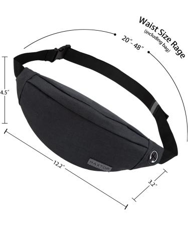 MAXTOP Fanny Pack with Headphone Jack, 3-Zipper Pockets, Adjustable Straps - Black Medium for Men and Women - Buy Online on GoSupps.com
