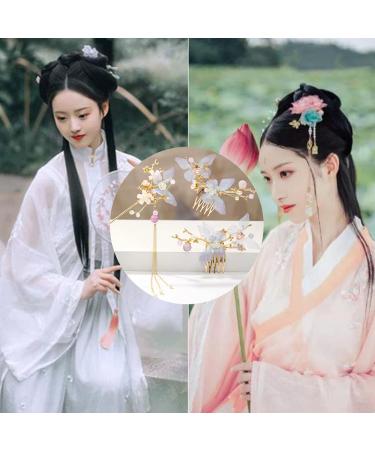 Rhinestone Pearl Flower Hair Stick with Tassel - Chignon Hair Fork for Women - Gift for Girls - Buy Online on GoSupps.com