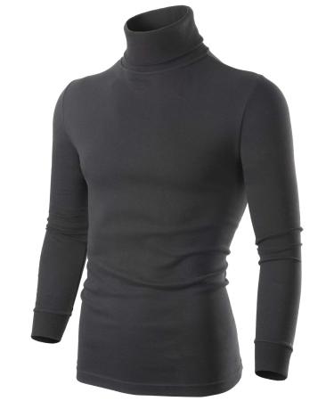 Turtleneck Men Long Sleeve Thermal Underwear Sweater Mock Turtleneck Base Layer Shirt for Men, Black White Black X-Large