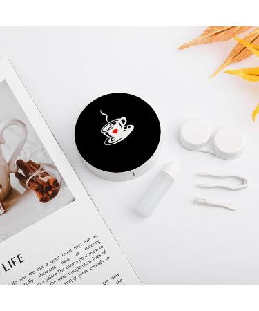 Coffee Round Case For Contact Lens Kit Storage Box with Mirror Printed - Buy Online on GoSupps.com