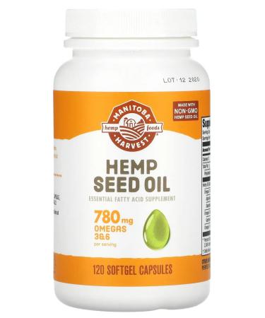Manitoba Harvest Hemp Foods Hemp Oil Soft Gels 1000 mg 60 Count (2 Bottle)