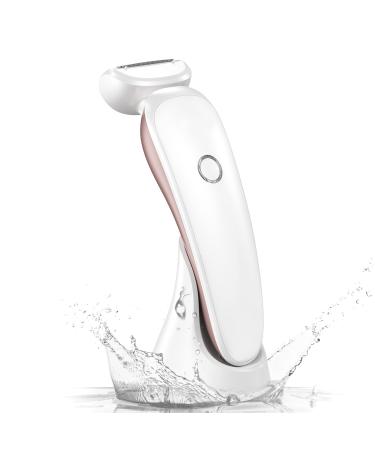 Electric Lady Shaver - Painless Womens Razor Bikini Trimmer Cordless Wet & Dry Lady Shaver for Women Legs Underarms Pubic Hair - Rechargeable Waterproof Lady Body Shaver (White)