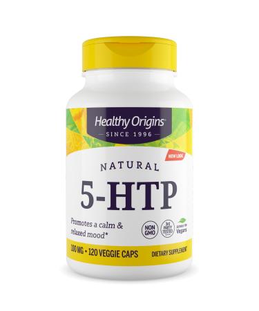 Healthy Origins - 5-HTP 100mg 120 Veggie Capsules (5-Hydroxytryptophan) Non-GMO Gluten-Free Vegan