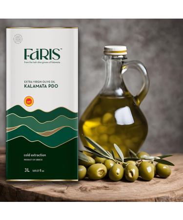 FARIS Greek Extra Virgin Olive Oil Kalamata PDO Extra Virgin Olive Oil Cold Pressed |3 Liter Can - Buy Online on GoSupps.com