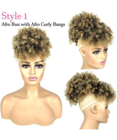 Afro Puff Drawstring Ponytail with 2 Replaceable Bangs Afro High Puff Bun with Spring Curl Bangs and Afro Puff Bangs Clip in Hairpieces Pineapple Updo Ponytail with Bangs (T1B /27) 1 ponytail+ 2 bangs T1B/27 - Buy Online on GoSupps.com