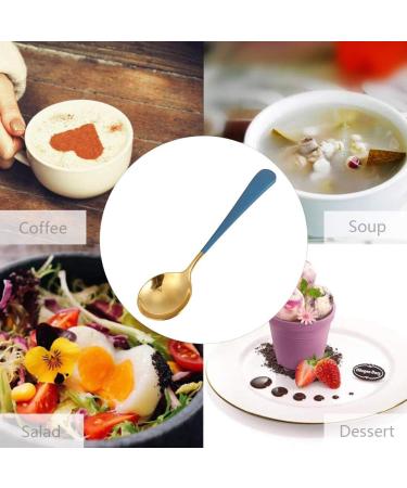 Soup Spoons Stainless Steel Tablespoons with 6 Colors 5 Pieces of Kitchen Dinner Dessert Scoops Set for Tea Dessert Salt Sugar(Blue) - Buy Online on GoSupps.com