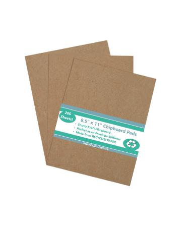 Secure Seal 8.5x11 Chipboard Pads Brown Scrapbooking Sheets 22PT (.022 ) Light Weight (Pack of 200) 8.5x11 200 Pack