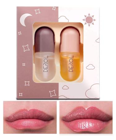 DEROL Lip Plumper Set - Natural Lip Enhancer Gloss & Care Serum for Fuller Lips - Hydrating Mask to Reduce Fine Lines - Day & Night Lip Care - Set of 2 - Buy Online on GoSupps.com