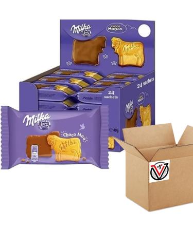 Milka Choco Moo Cow Biscuits 40g - A Crispy Biscuit with a Layer of Milka Alpine Milk Chocolate | VIMIX (24 Packs(Full Box))