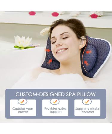 CielClair Bath Pillow for Tub - Ultra Thick Ergonomic Spa Pillow with Neck, Shoulder, and Back Support - 4D Air Mesh Cushion with 6 Non-Slip Suction Cups - Navy - Buy Online on GoSupps.com