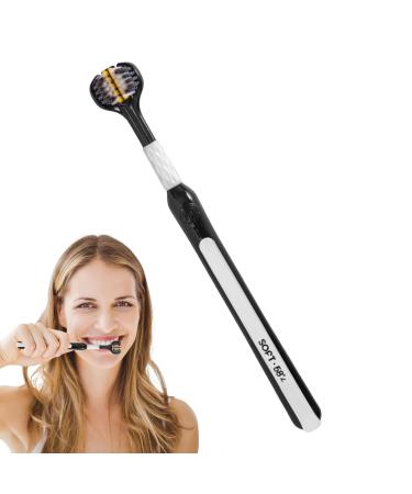 Soft toothbrush for adults 3 -page toothbrushes - extra soft toothbrushes with three bristles |Non -slip toothbrush with soft bristles for women men family Vllold Schwarz