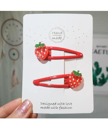 Crystal Strawberry Hair Clips - 2pcs Resin Fruit Barrettes for Girls - Buy Online on GoSupps.com