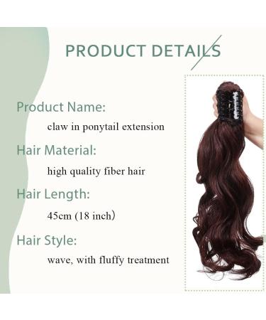 18 Curly Wavy Wine Red Claw On Ponytail Extension | Synthetic Hairpiece - Buy Online on GoSupps.com