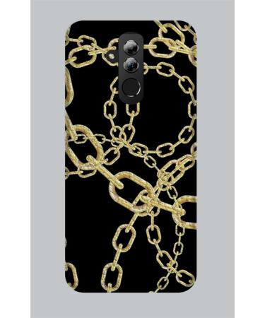 Soft TPU protective case for Samsung Mate 20 056 leather black elegant chains gold luxury
