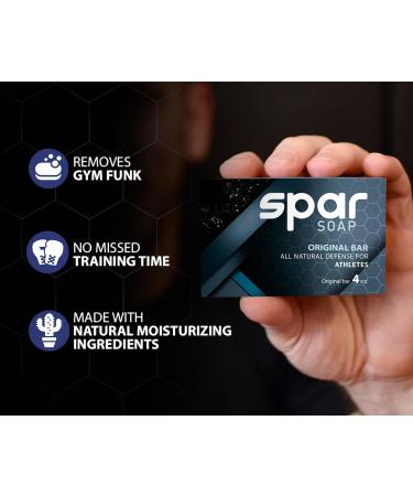 Spar Soap Original Bar 4oz - Activated Charcoal Tea Tree Body Soap for BJJ MMA Wrestlers | Antifungal USA Made Body Odor Control with Lemongrass & Peppermint - Buy Online on GoSupps.com