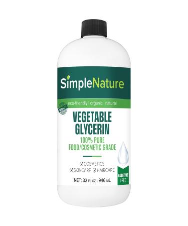 100% Pure Vegetable Glycerin - 32 oz - Natural Pure Food/Cosmetic Grade for Skincare, Haircare, Cosmetics, Soapmaking, Crafts - Softening & Moisturizing Multipurpose Humectant 32 Fl Oz (Pack of 1)